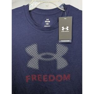 Under Armour‎ Freedom Men's Small Blue Graphic Logo Loose Fit Short Sleeve Shirt